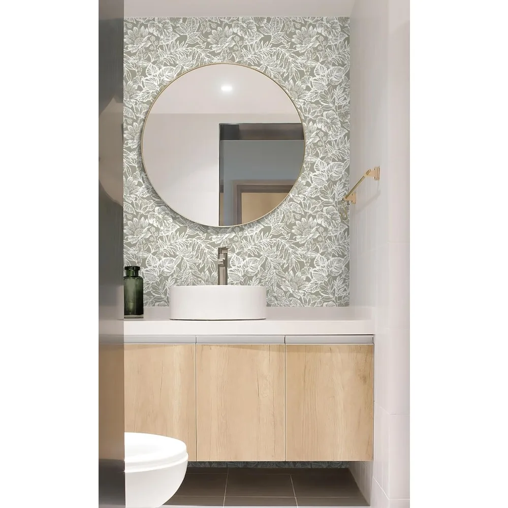 ورق جدران قابل للتقشير واللصق على شكل زهور استوائية حديثة، ورق اتصال ذاتي اللصق قابل للإزالة للاستخدام الداخلي الأنيق