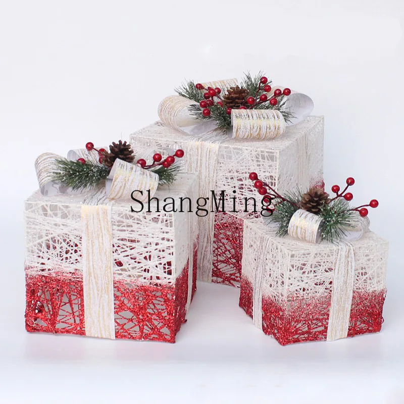 

PYH Christmas gift box, silk thread winding, Christmas gift box, three-piece set, stack head ornament