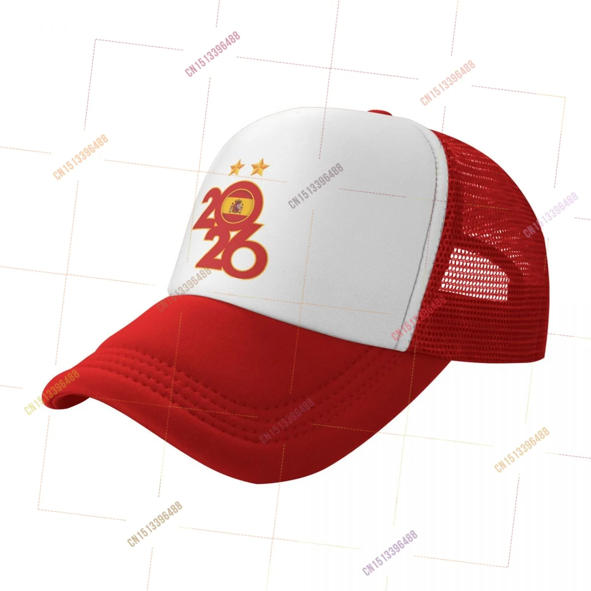 2026 Spain 2 Stars Champions Mesh Baseball Cap Sun Breathable Adjustable Men Women Outdoor Soccer Hat For Fans Gift