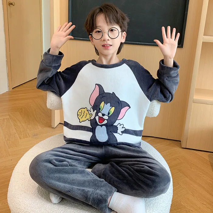 2 قطعة الكرتون تلوين شين تشان بنين الأطفال المخملية منامة مجموعة البلوز السراويل أنيمي اليابانية الكرتون الخريف الشتاء ملابس منزلية جديدة #6