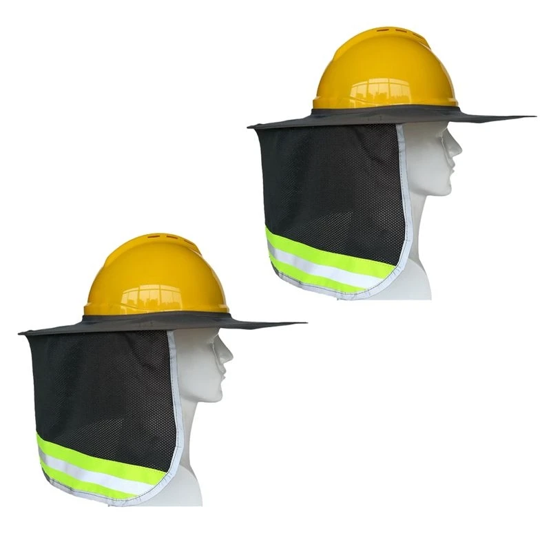 NEW-Hard Hat Sun Shade, High Visibility Sun Visor Neck Shade With Reflective Strip, Full Brim(Hard Hat Not Included) 2 Pack