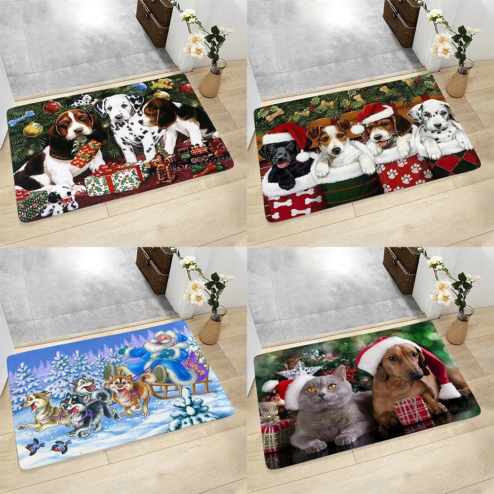 Christmas carpet cute golden retriever puppy floor mat living room entrance door mat home decoration kitchen carpet