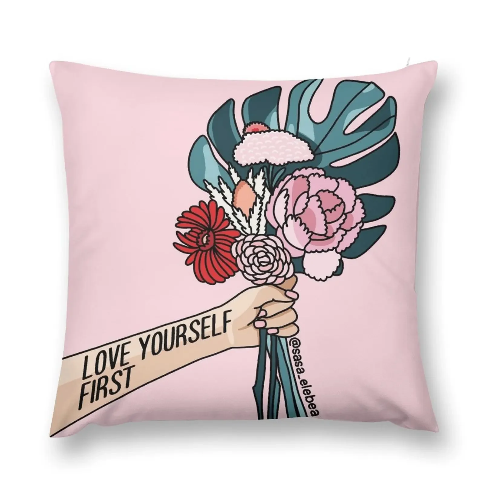 Love yourself first by Sasa elebea Throw Pillow christmas pillow case Plaid Sofa Cushion Cover Set pillow