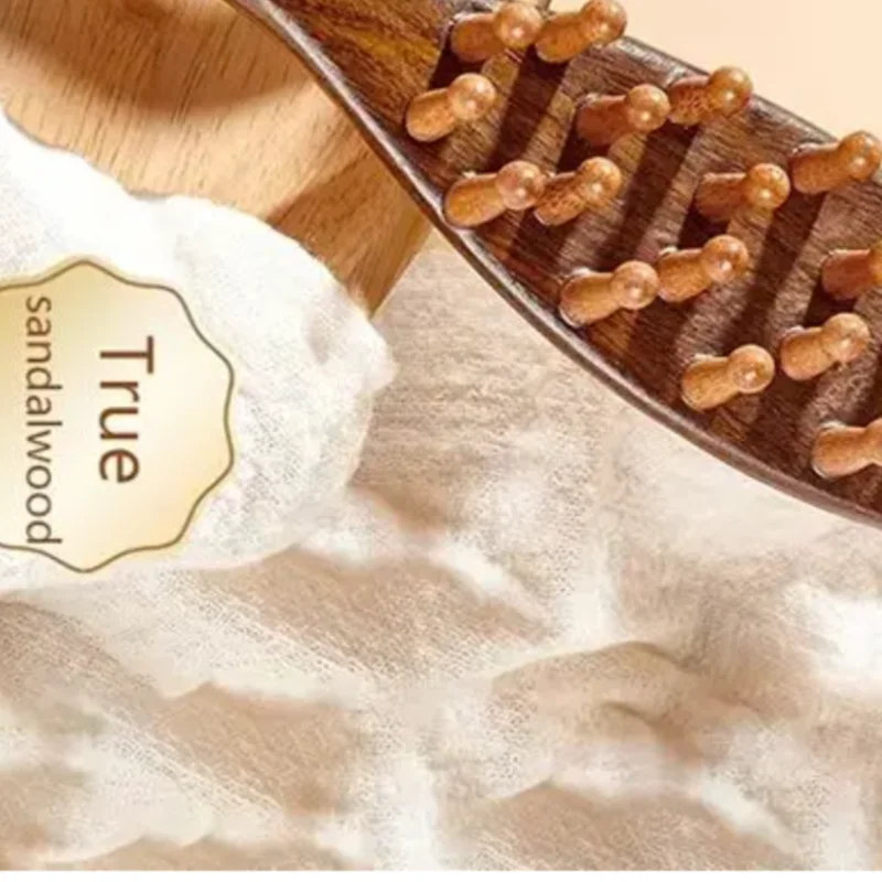 Multi-Functional Wood Therapy Massage Comb Scalp Head Massager Natural Sandalwood Circular Tooth Guasha Scraping Body Massager