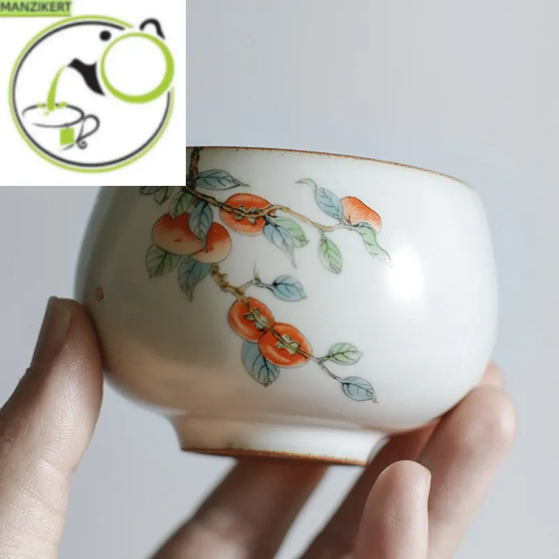 

4 pcs/lot Japanese Ru Kiln Ceramic Teacup Coffee cup Hand painted flowers Tea Bowl Handmade Tea set Accessories Master Teacup