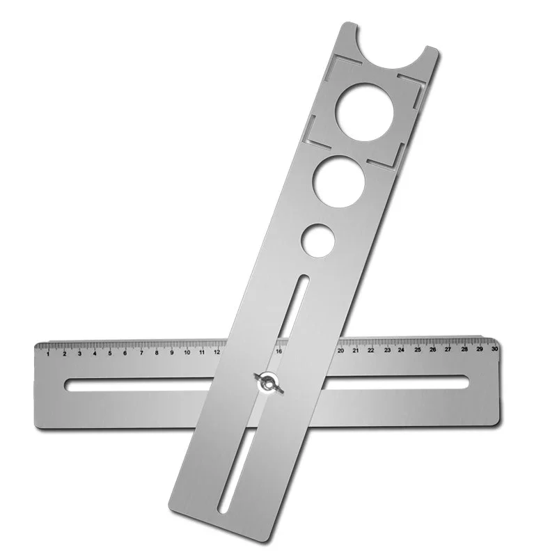 Multi-Functional Stainless Steel Ceramic Tile Hole Locator Ruler Adjustable Punching Hand Tool for House Decorated Work