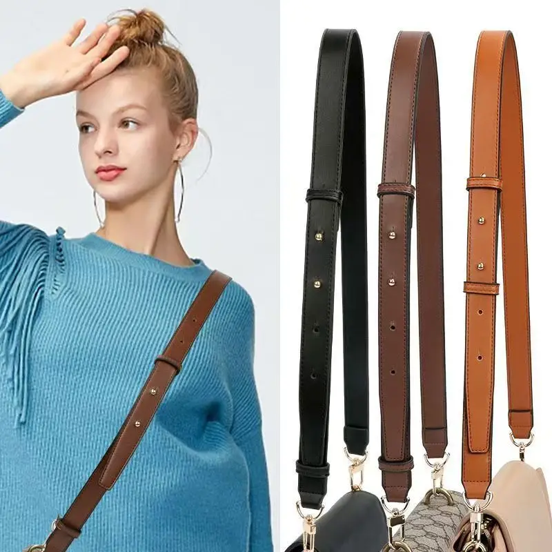 Fashion Leather Wide Bag Cross Pattern Black Brown Adjustable Shoulder Bag Strap Crossbody Leather High-quality Bag Accessory