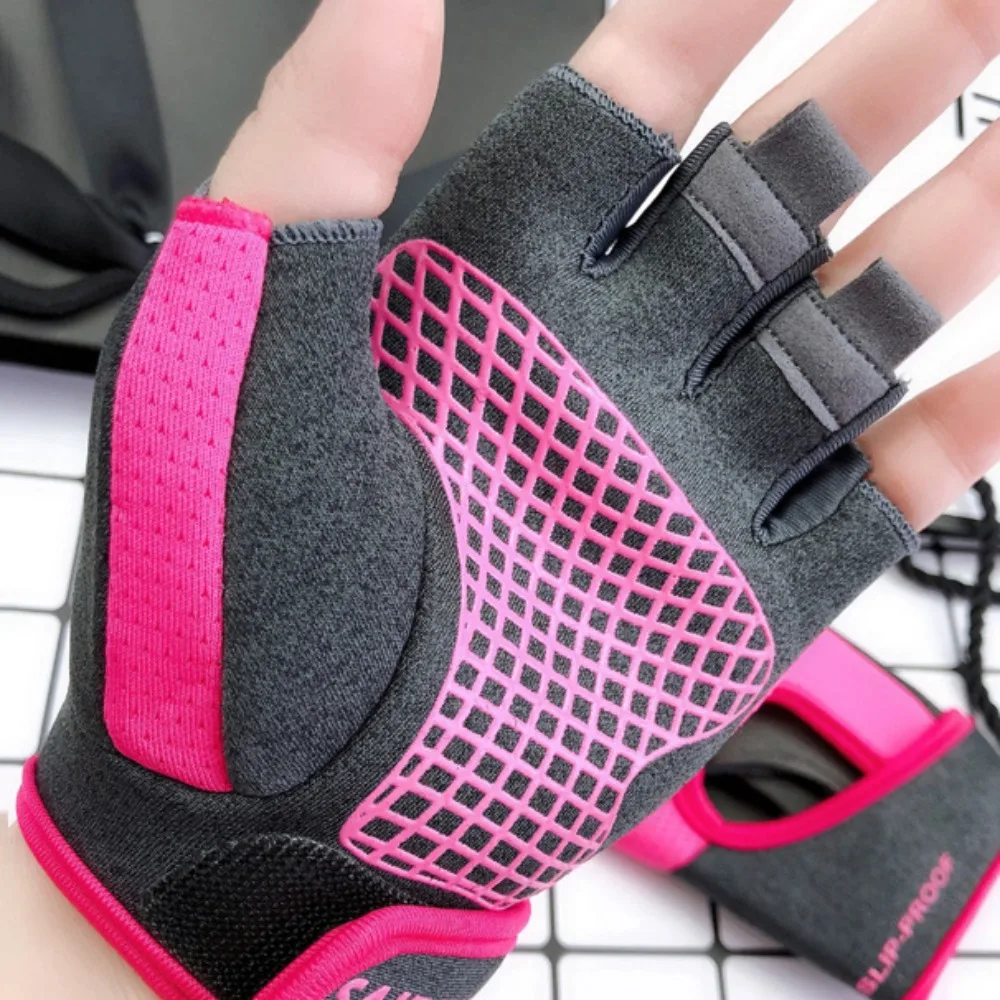 1 pair Fingerless Fitness Sport Gloves High Elasticity Anti-Skid Dumbbells Breathable Gloves Breathable Protective
