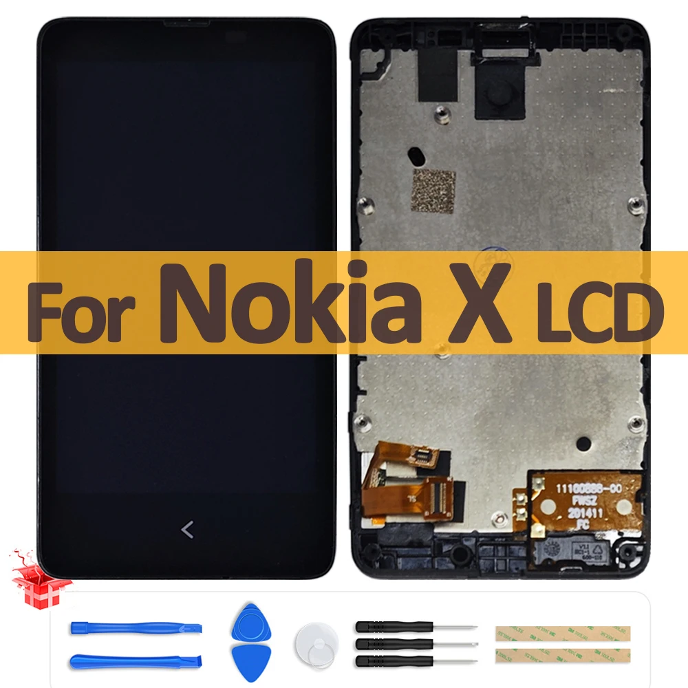 Оригинальный ЖК-дисплей 4,0 дюйма для Nokia X RM-980, ЖК-дисплей с цифровым преобразователем сенсорного экрана в сборе с заменой рамки для экрана NOKIA X A110