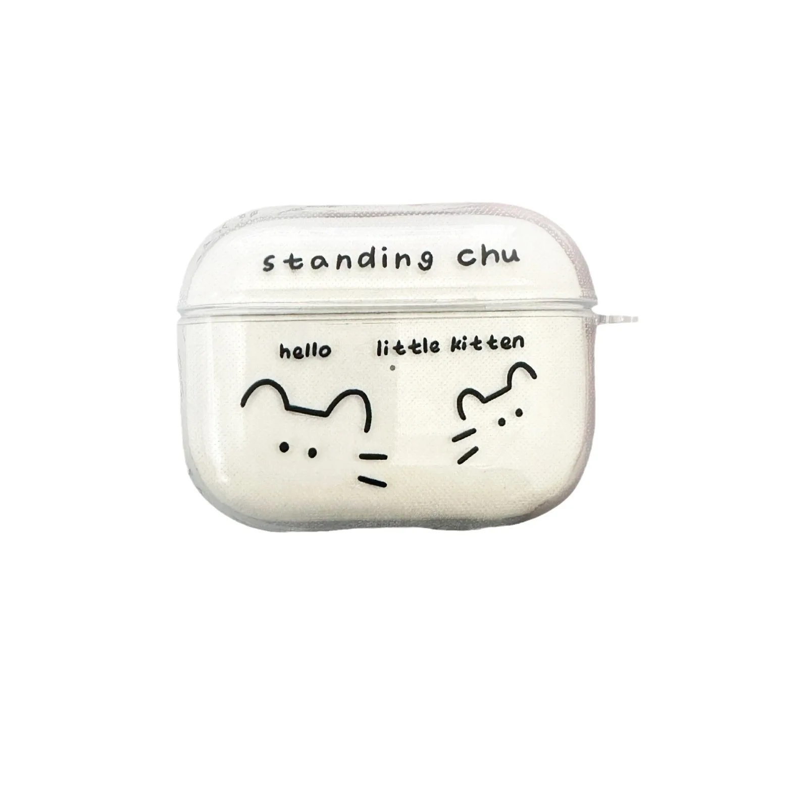 Capa de fone de ouvido de gato de linhas fofas para airpods 1 2 3 4 para airpods pro 2 capa protetora transparente fone de ouvido bluetooth com chaveiro