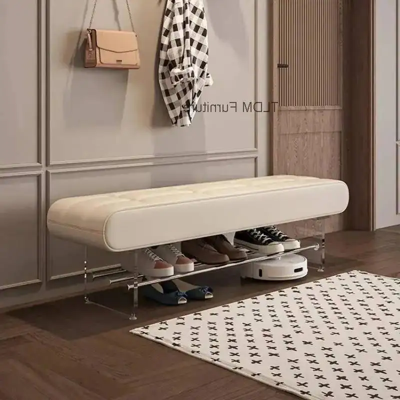Bedroom Furniture Soft Door Home Italian Pack Light Creative Shoe Bench Comfortable Luxury Acrylic Sofa Benchs Bedside Bench