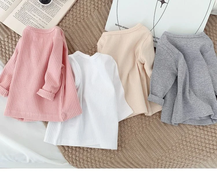 2026 Kinder Mädchen Langarm T-Shirt Frühling 1-6 Jahre Geripptes Stoff-Unterhemd Weiches Basic-Shirt Oberteil Lässige Innenbekleidung – Detail 12