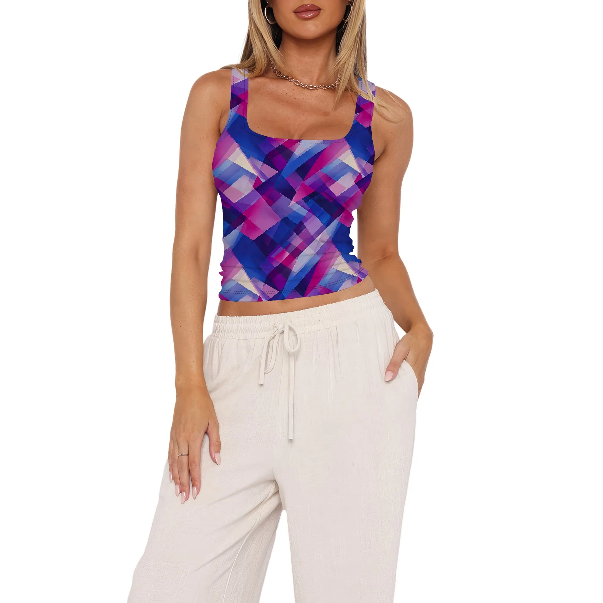 Tank Top Wanita Tanpa Lengan Atasan Cami Crop Tabung Kemeja Jalanan Punk Gotik Rave