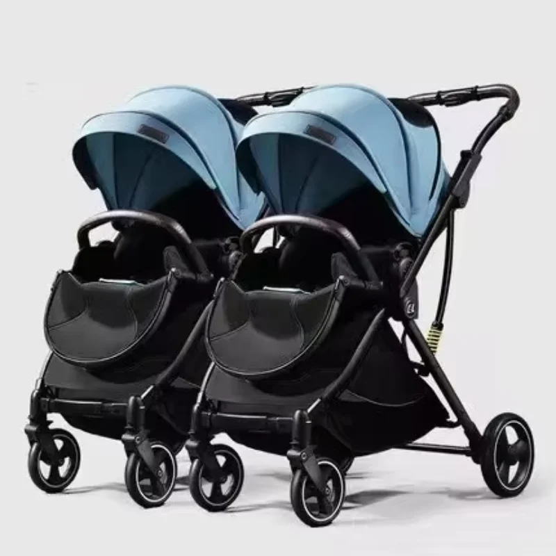 passeggino per bambini 4 in 1 passeggino doppio per bambini ultraleggero pieghevole portatile ad alta vista con ombrellone per auto