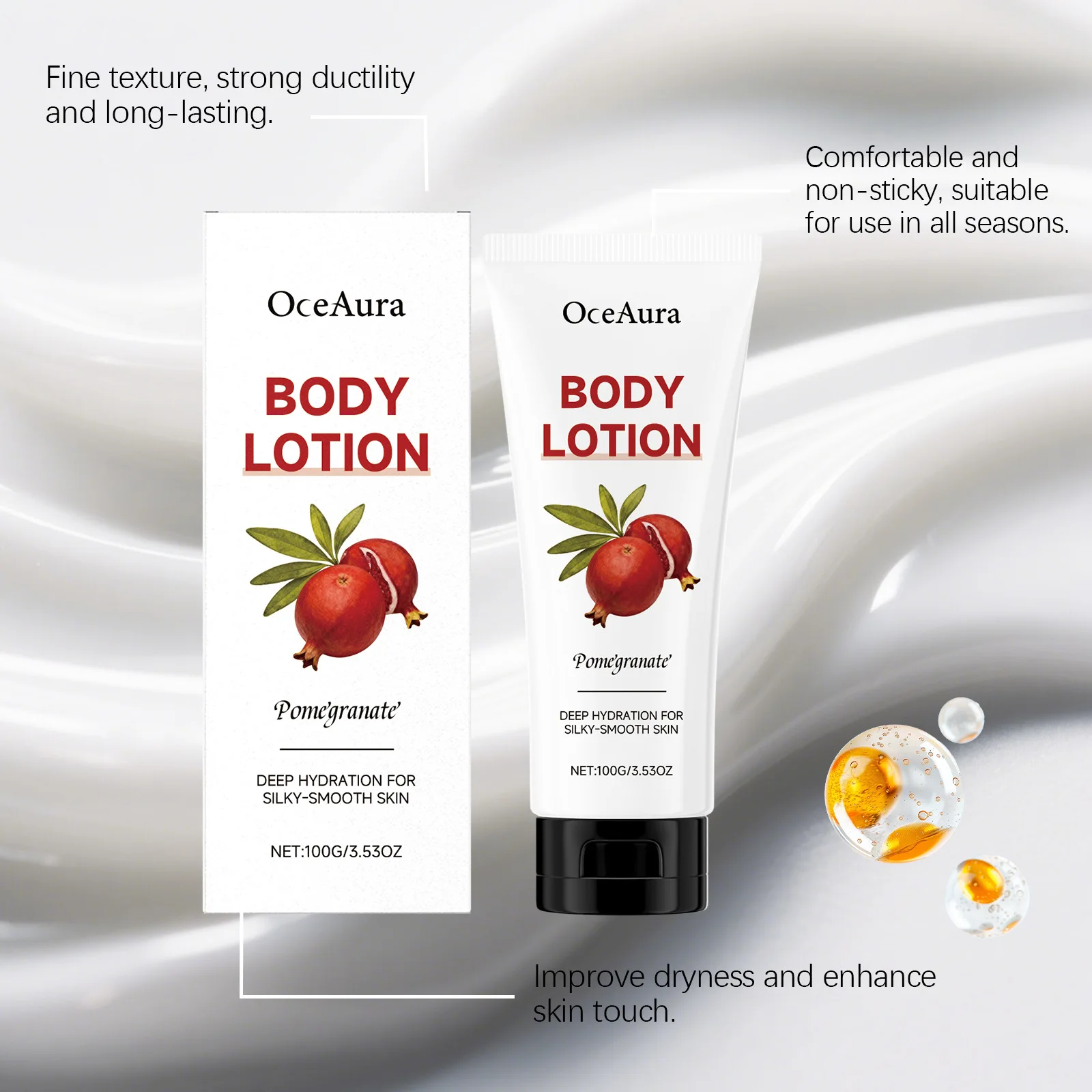 

OCEAURA Pomegranate Body Moisturize Lotion Brighten Luster Deep Hydration Improve Roughness Enhance Elasticity Body Sooth Lotion