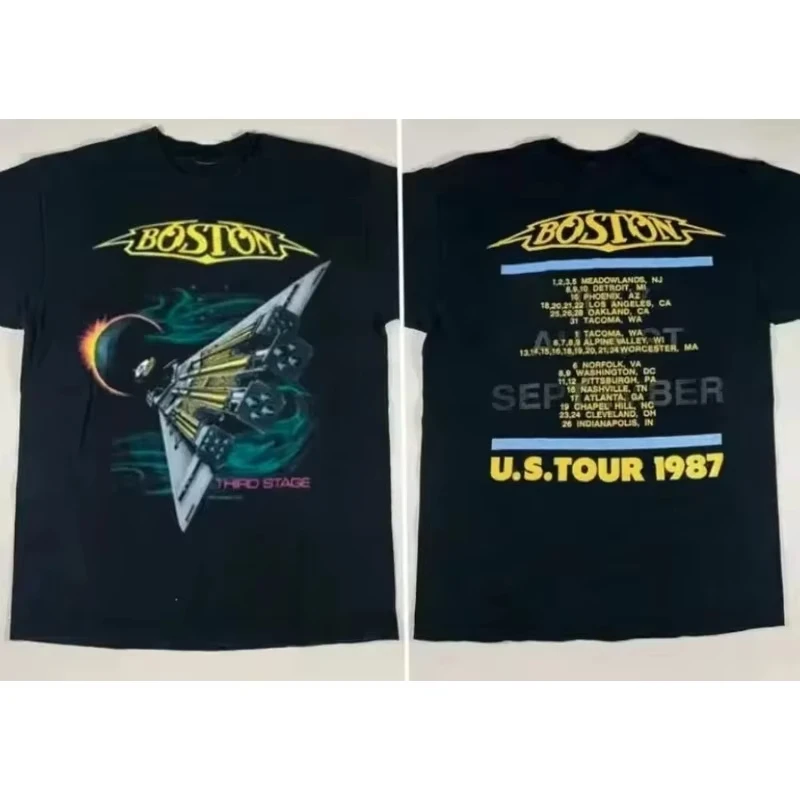 Camisetas de la gira de la banda de rock de Boston de 1987 para hombre y mujer, camisetas de algodón de verano para uso diario, informal y a la moda, de gran tamaño