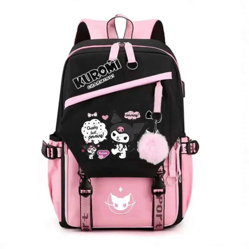 Mochila Kuromi Large capacity Backpack For Teens girls Cute Animal Cartoon Schoolbag for School Travel and Everyday Use With USB