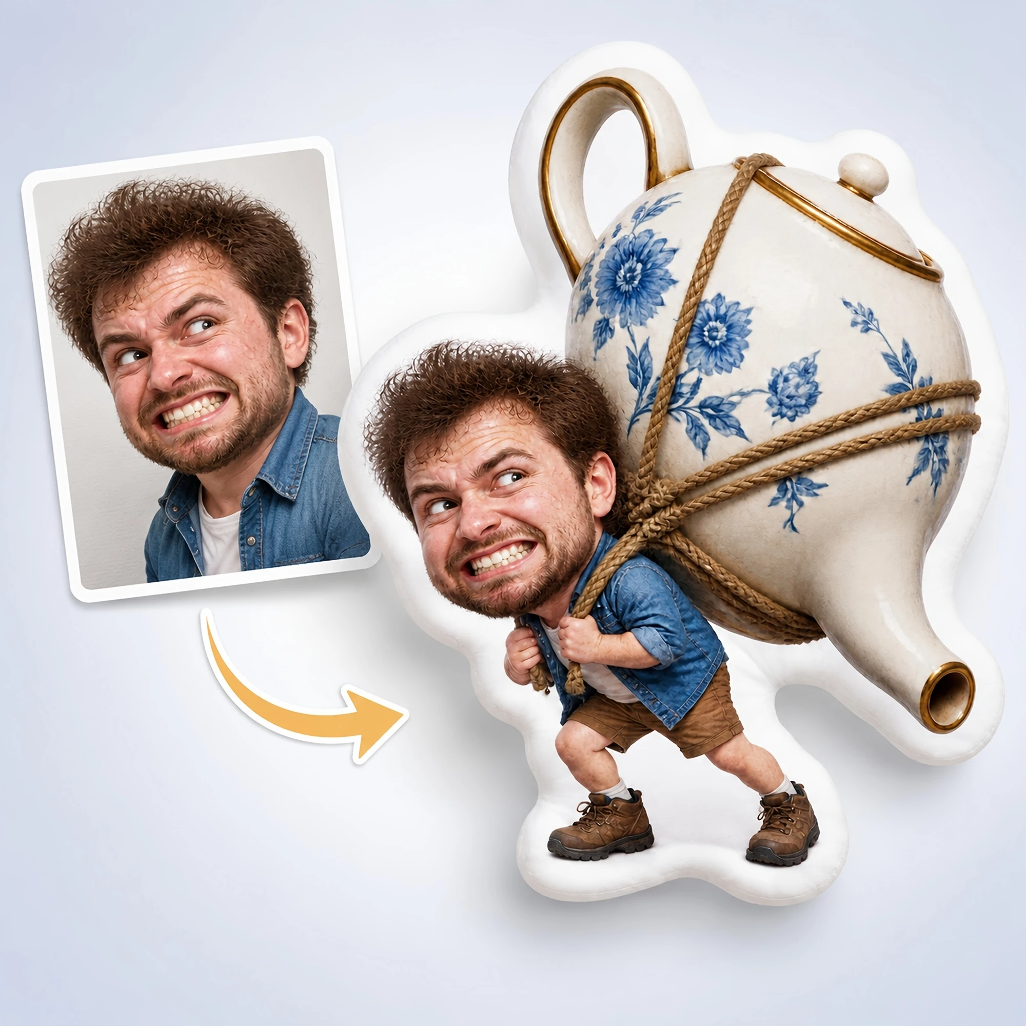 1pc Custom Double Sided Printed Funny Novelty Teapot Shaped Pillow, Creative Irregular Cushion for Home Decor, Sofa Accent, and
