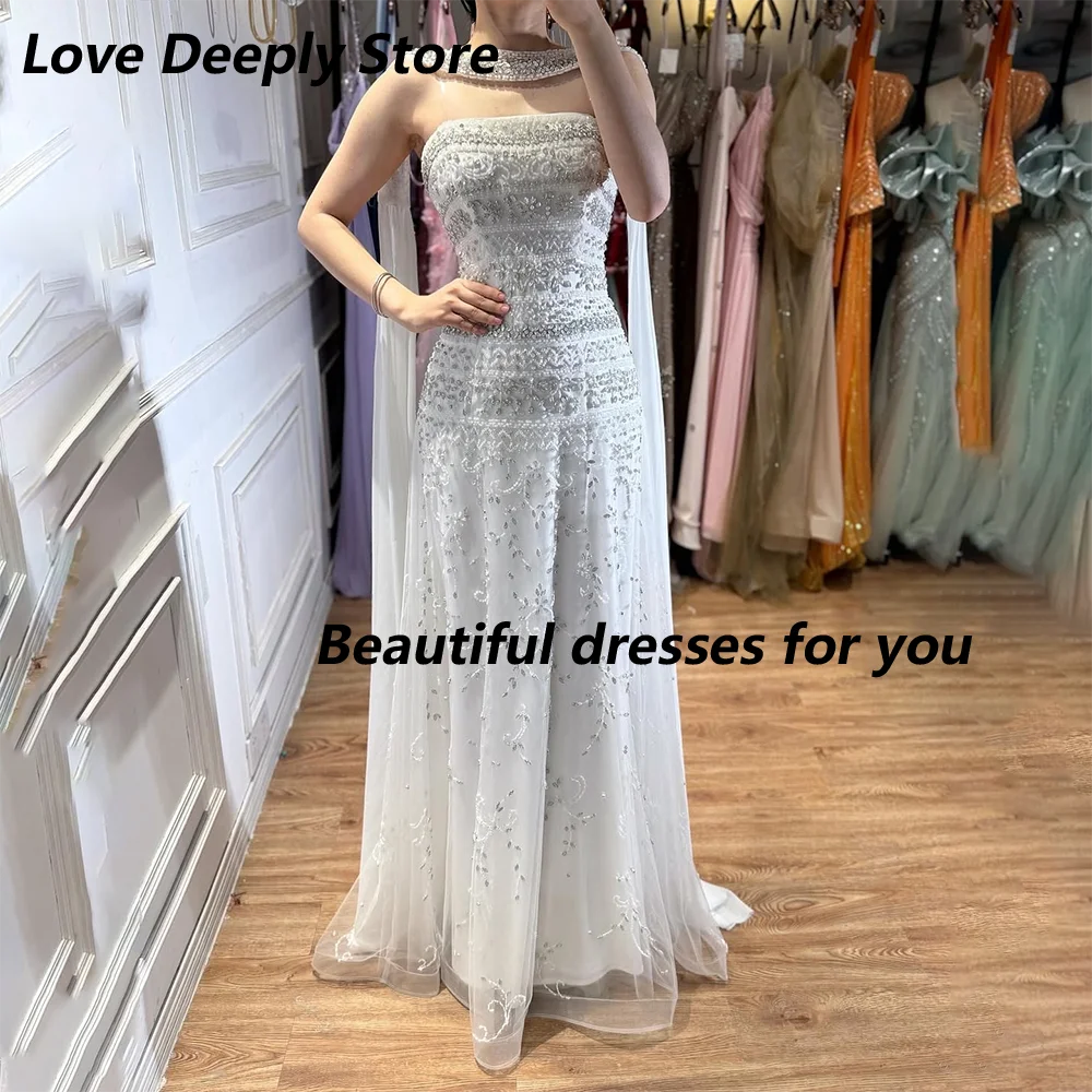 Luxury Evening Dress Customized Strapless Beaded Lace Applique A Line Floor Length Elegant Women Wedding Guest Prom Dress 2026