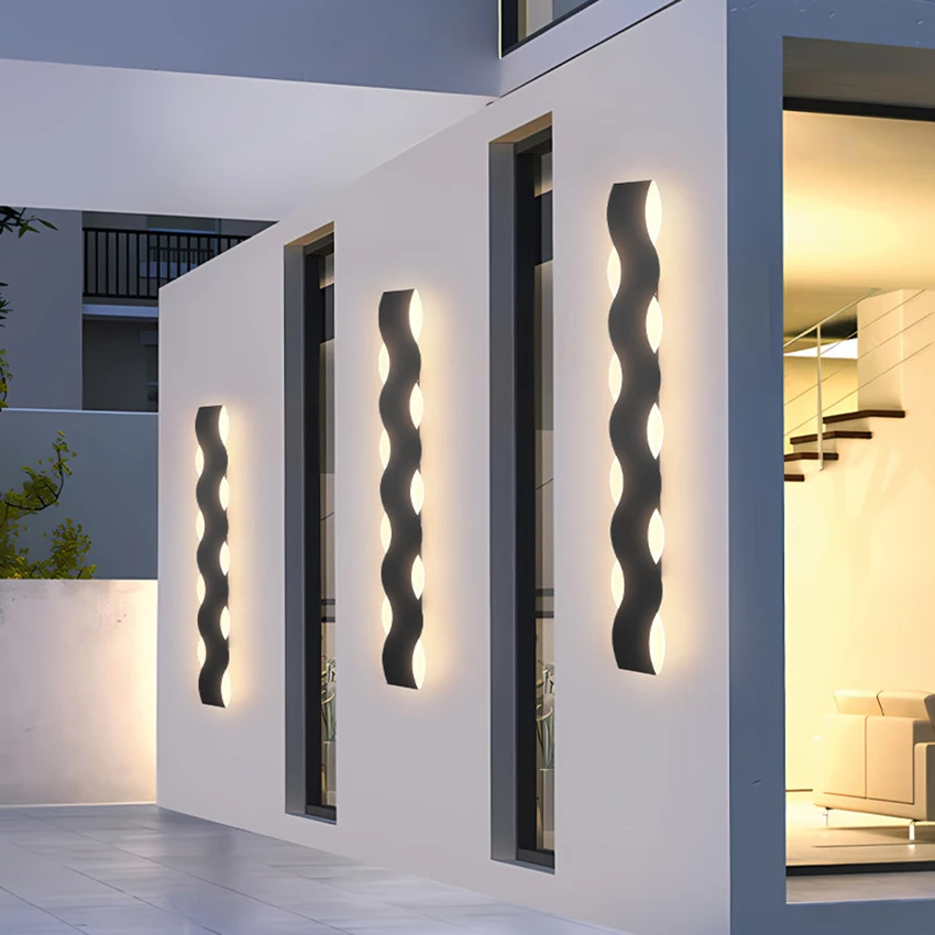 

Outdoor Waterproof Wall Lamp Wave Shaped Light Entrance Waterproof Porch Light Exterior Wall Courtyard Wall Light Fixture