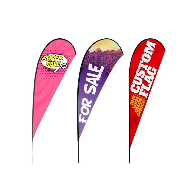 

Wholesale Custom Teardrop Beach Flag Free Design Banner Advertising Promotion Celebration Decoration