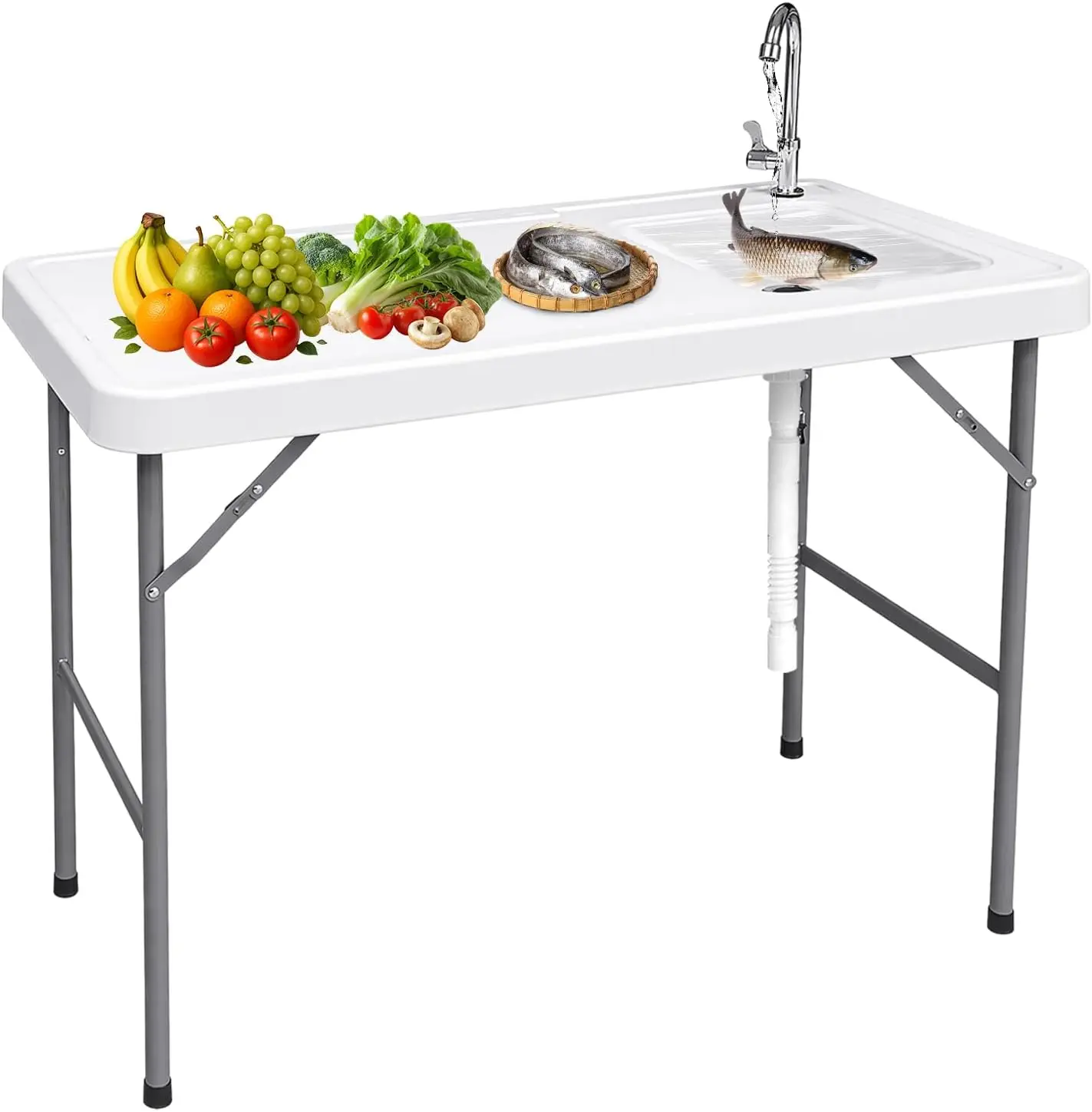 Portable Fish Cleaning Table with Sink Portable Outdoor Camping Sink Station for Picnic BBQ RV Beach Patio Picnic