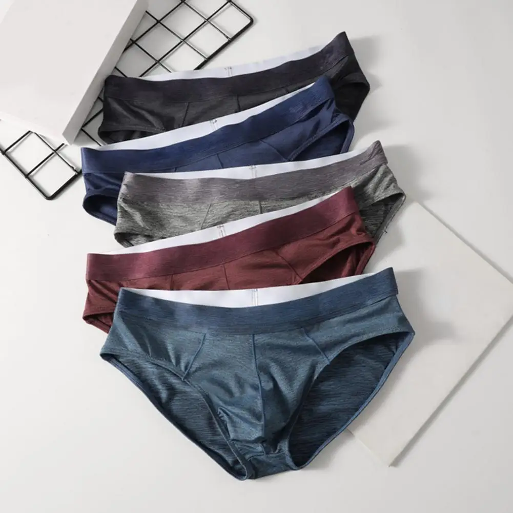 Long-lasting Men Briefs Men's Breathable Briefs with Wide Waistband Mid-waist Supportive Underwear Deep Pouch Stretchy for Daily