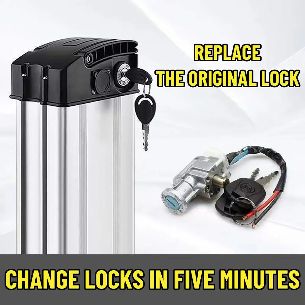 E-Bike Battery Lock With 2 Keys Electric Bicycle Charger Power Switch Universal Scooter Motorcycle Accessories High Performance