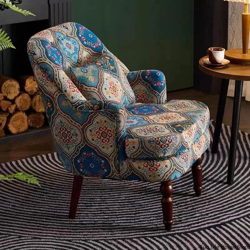 Amerykańska sofa w stylu retro, pojedyncze krzesło wypoczynkowe, krzesło tygrysie z tkaniny do salonu, recepcja i negocjacje, meble domowe