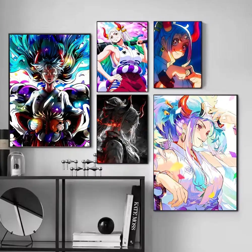Anime O-One Piece Yamato posters Self-adhesive Paper Print Home Living Room Bedroom Entrance Bar Cafe Art