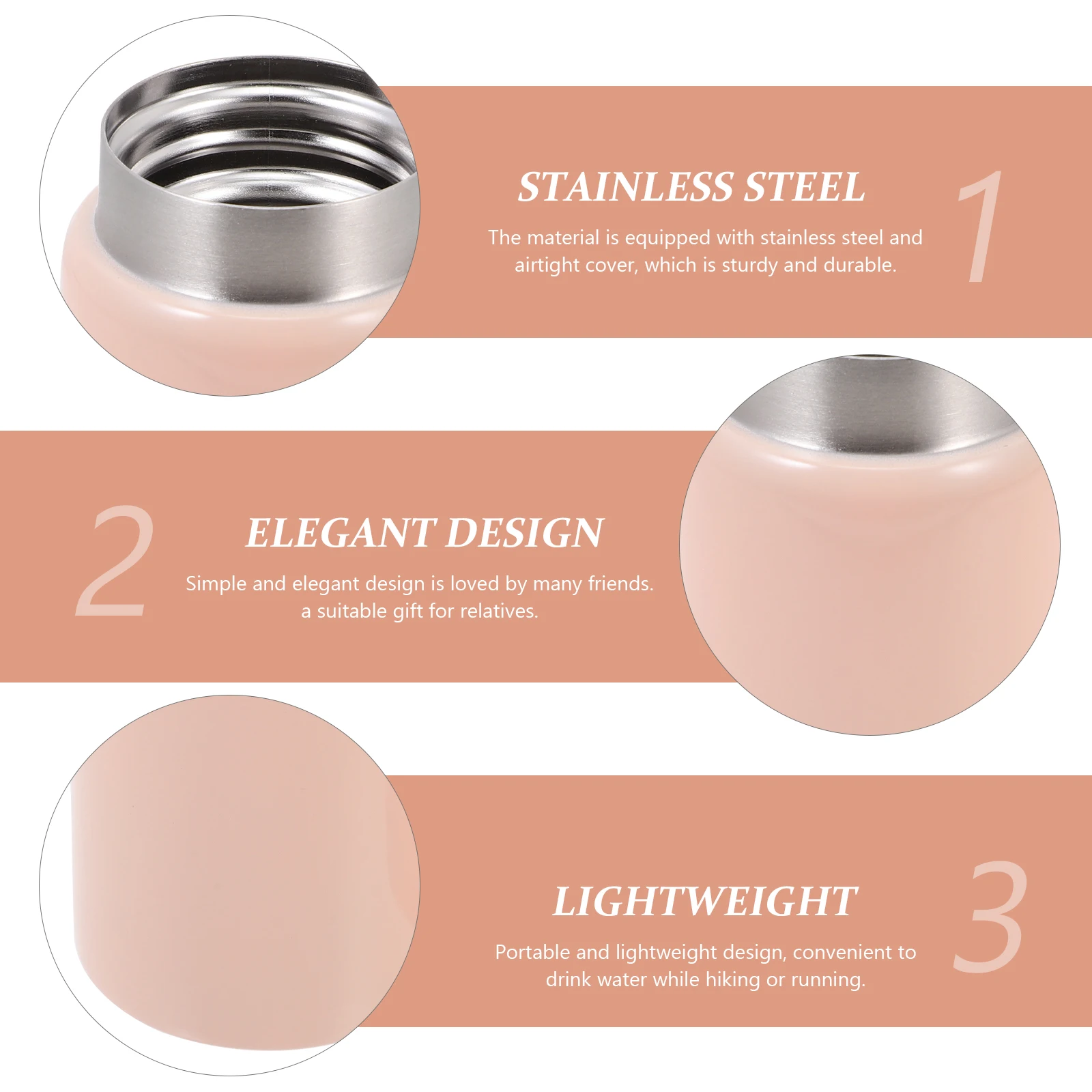 

Insulated Vacuum Stainless Steel Water Insulation Water Hot Cold Travel Mug Pink Reusable 304 Material Outdoor