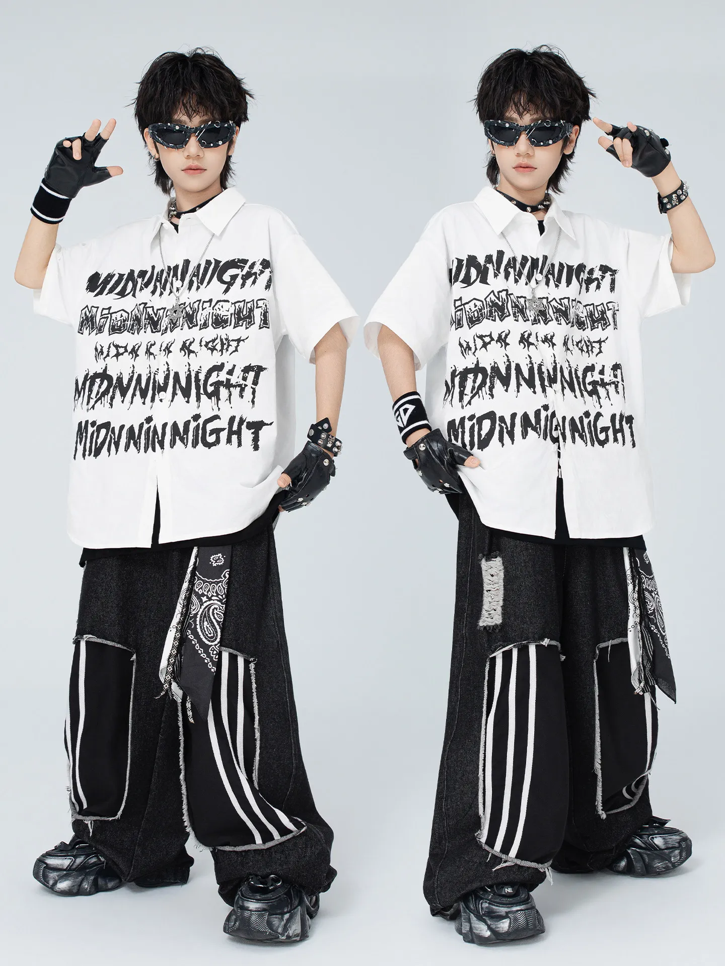 2026 Kids Cool Jazz Dance Training Costume Hip Hop Street Dance Clothing Boys Practice Children Stage Performance Clothes 11747