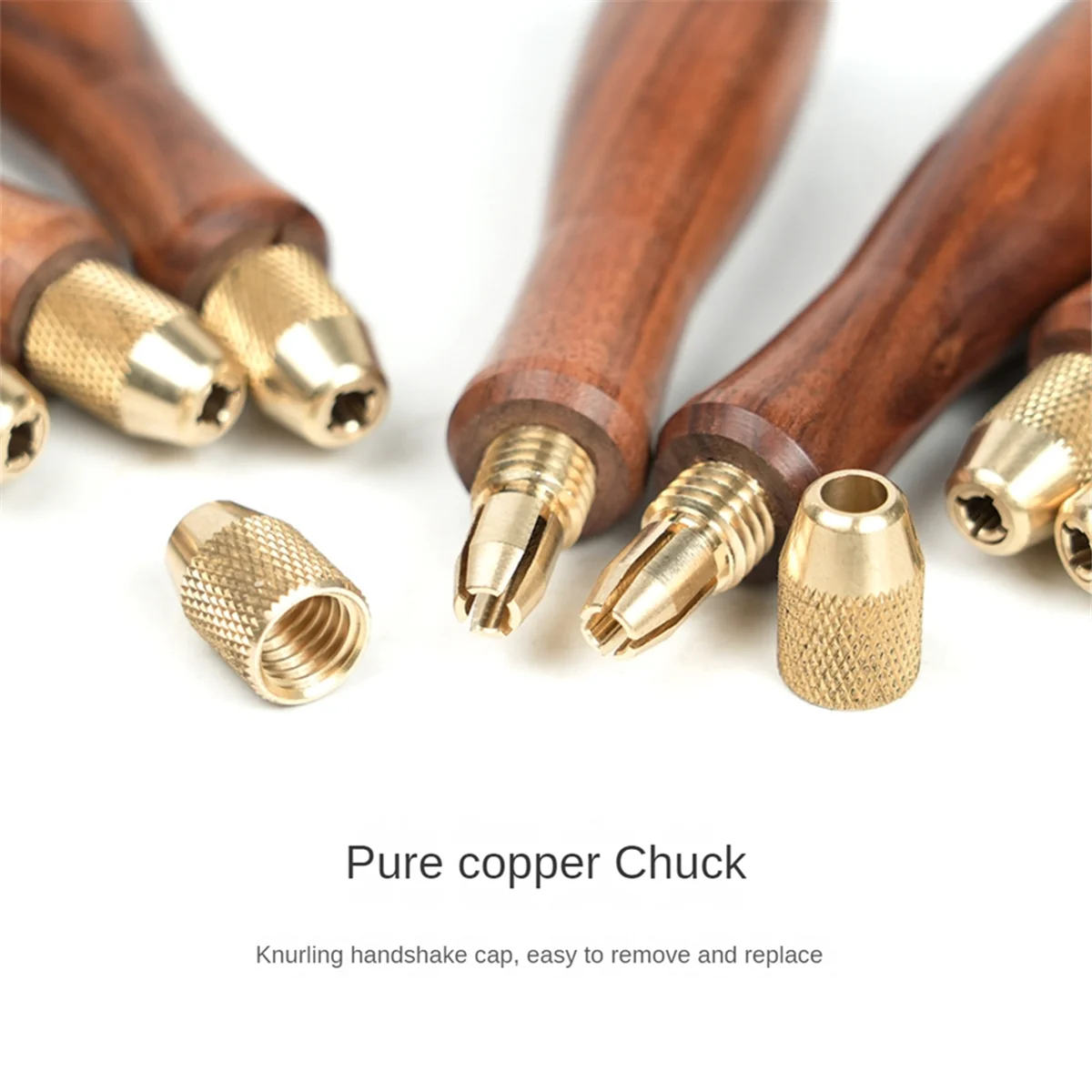 B49CWood File Handle Wooden Handles with Brass Collet Chuck for Small Files Accessories DIY