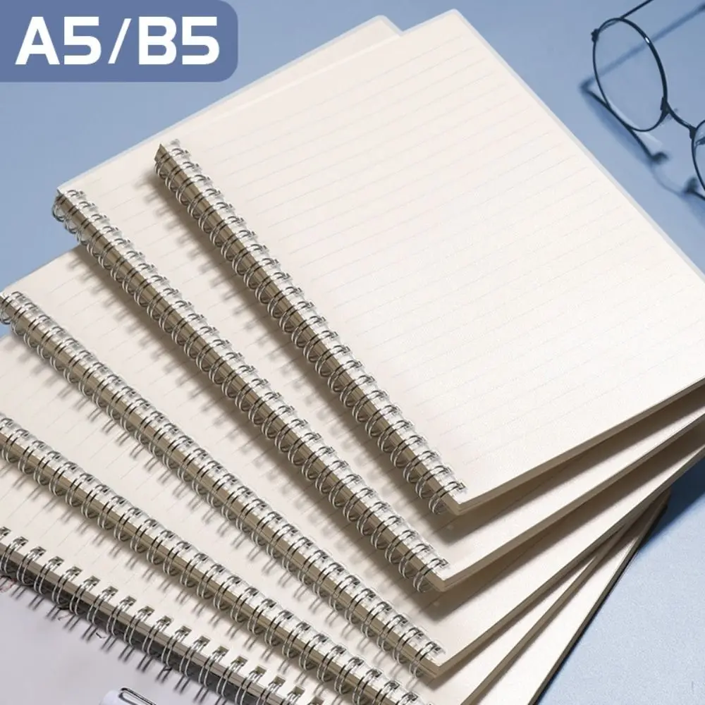 High Quality A5/B5/A4 Coil Notebook 80Sheets Grids/Blank/Horizontal Line Notepad Flip Over Diary Book Students Gift