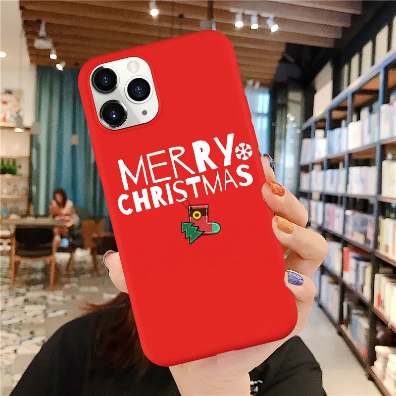 Merry Christmas Cartoon Elk Case for IPhone 14 Pro Max 13 12 11 X XR Xs MAX Silicone Phone Case for IPhone 7 8 SE2 14 Plus Cover