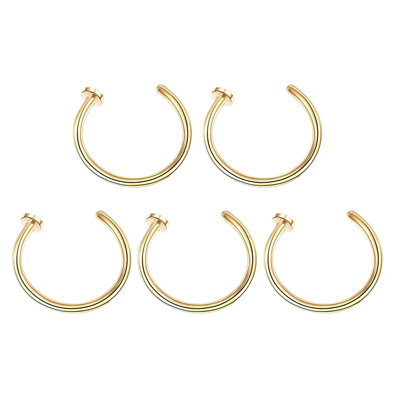 5pc Fake Nose Ring Sexy C Lip Ring Stainless Steel Piercing Nostril Hoop Piercing Stud Accessories Piercing Jewelry For Womem