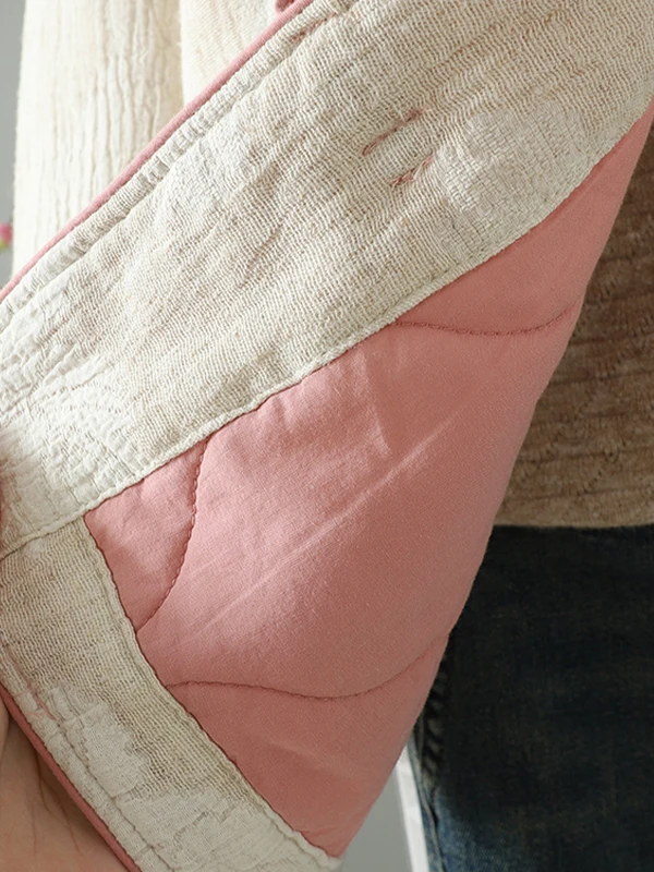 Jaet de algodón con botones bordados artísticos Retro para mujer, ropa de abrigo mixta de lino y algodón para otoño e invierno, disfraz de té