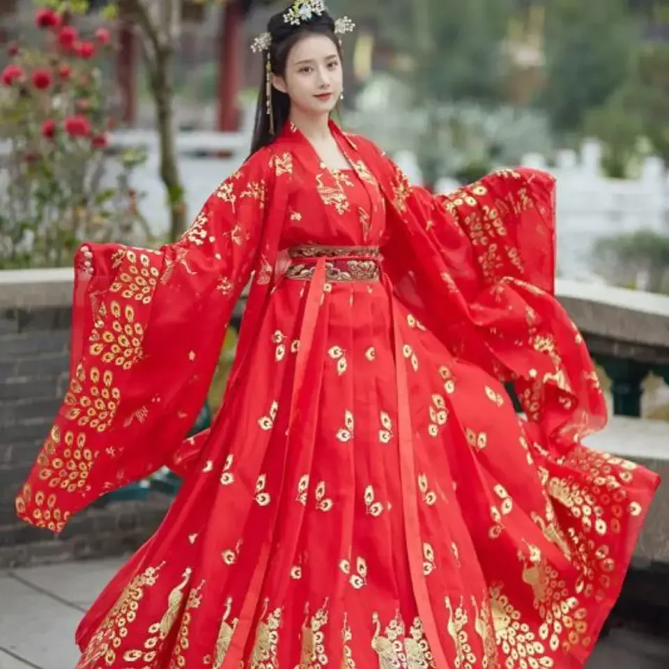 Chinese Traditional Hanfu Black Red Costume Woman Ancient Dress Oriental Princess Dress Elegance Tang Dynasty Dance Wear