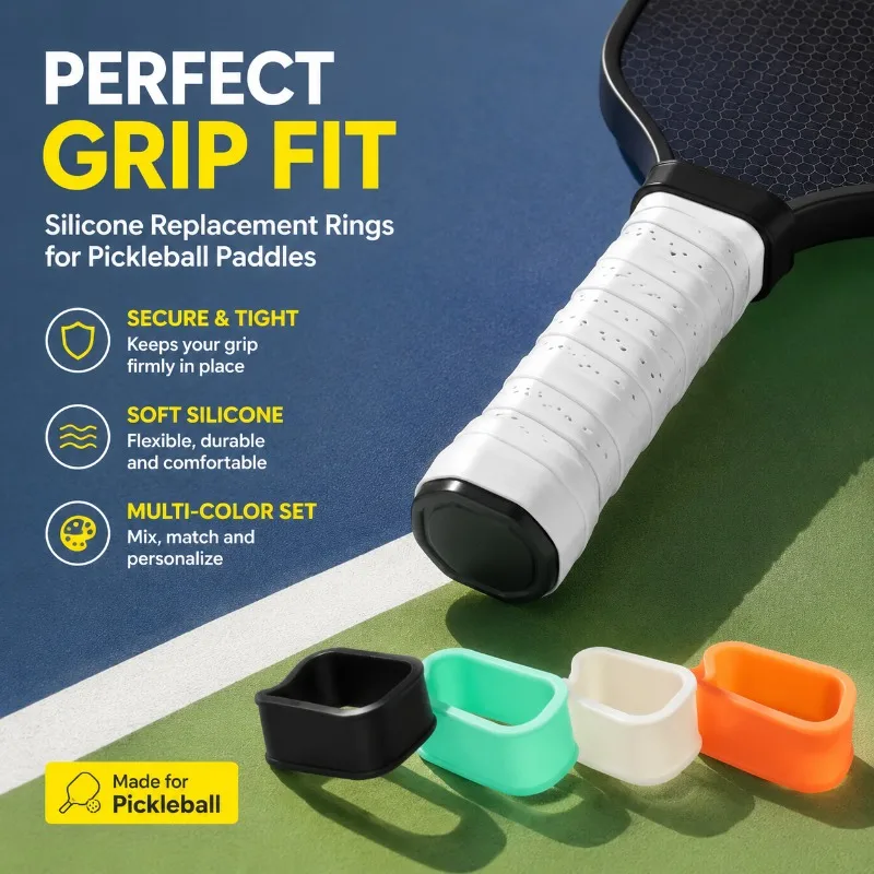 Silicone Handle Collar Ring Non‑slip Rubber Sealing Ferrule Protective Grip Retaining Loop for Pickleball Paddle Tennis Racquet