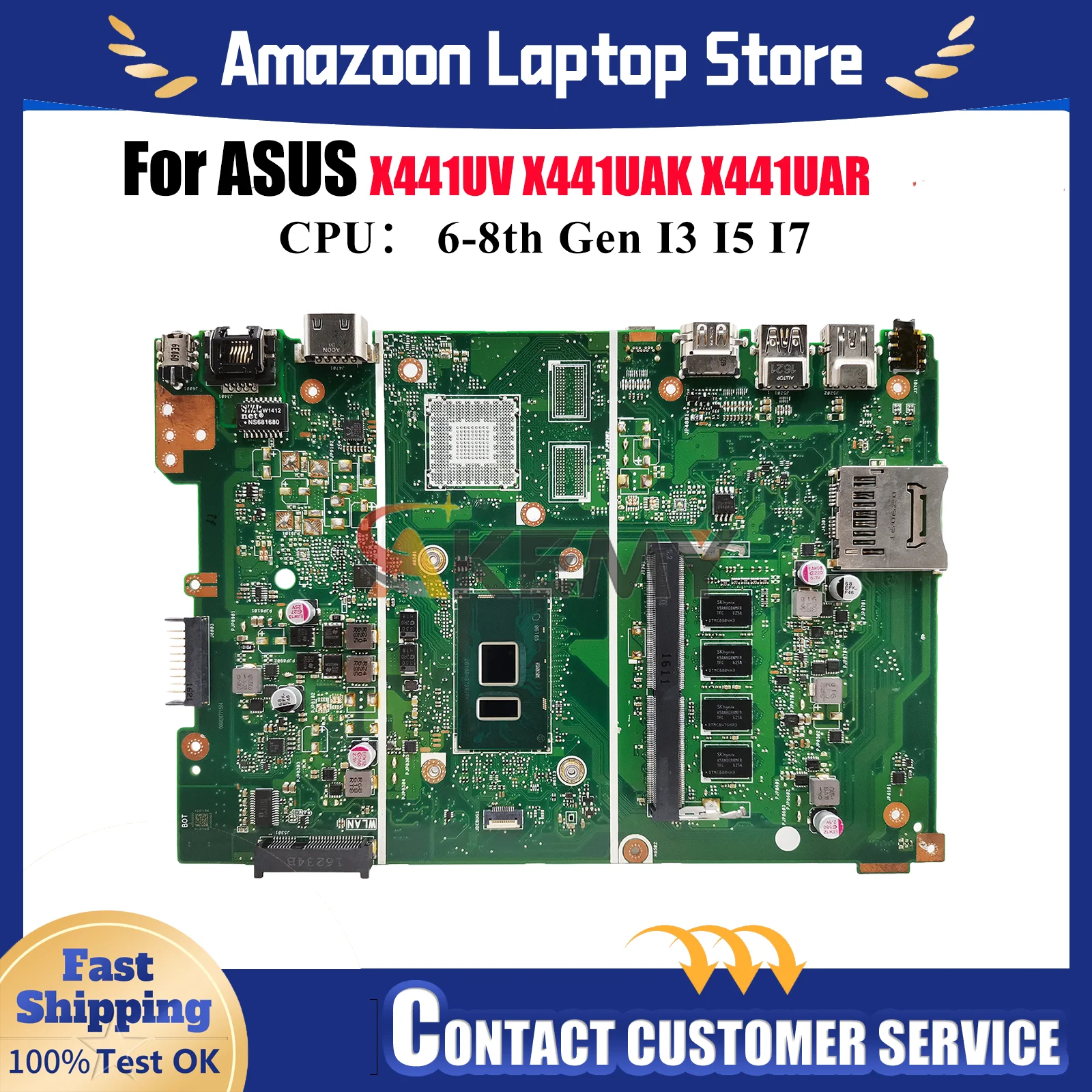 

X441UA Материнская плата для ноутбука ASUS X441U X441UAR A441U X441UAK X441URK X441UB X441UVK X441UV F441U X441UF Материнская плата I3 I5 I7 CPU