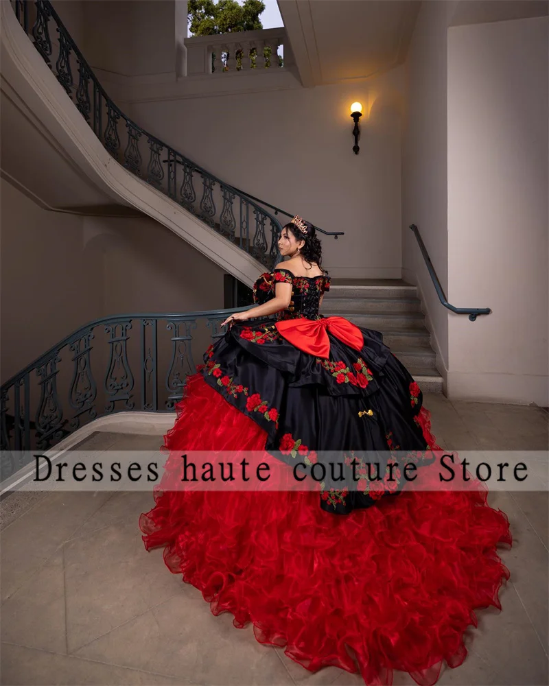 Neues mexikanisches Kleid Quince anera Kleid 2024 Ballkleid Luxus Schleife Stickerei Rüschen süß 16 Kleid Schnür Vestido de Princesa