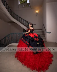 New Mexican Dress Quinceanera Dress 2024 Ball Gown Luxury Bow Embroidery Ruffles Sweet 16 Dress Lace-up Vestido De Princesa