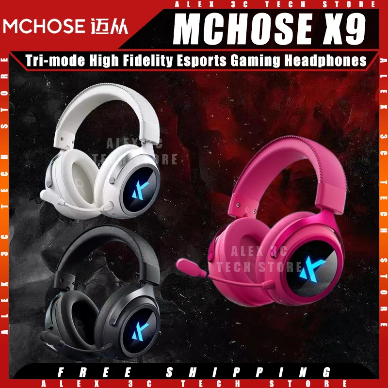 

MCHOSE X9 Gaming Headphones Tri-mode Wireless 53mm Aluminum Foil Polymer Diaphragm 7.1 Surround Sound Esports Wireless Headset