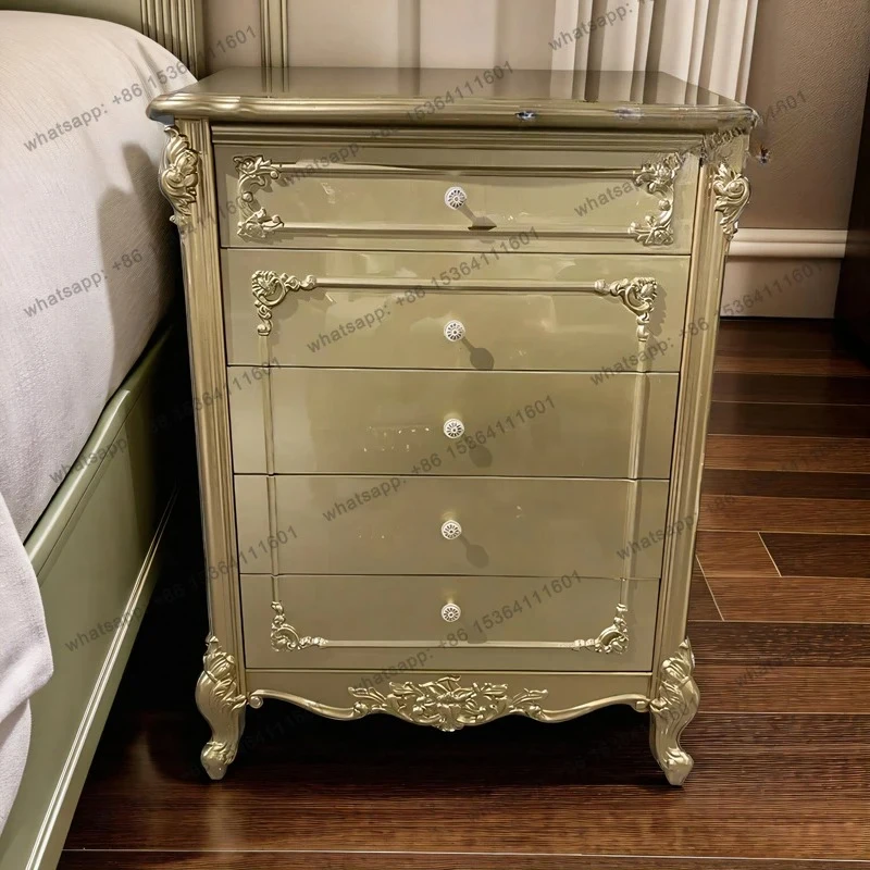 

European French neoclassical decoration storage bedroom solid wood light luxury antique designer bedside table