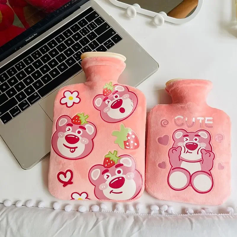 Cartoon Lotso hot water bottle filled with water plush explosion-proof and thickened warm palace hot compress mini warm baby