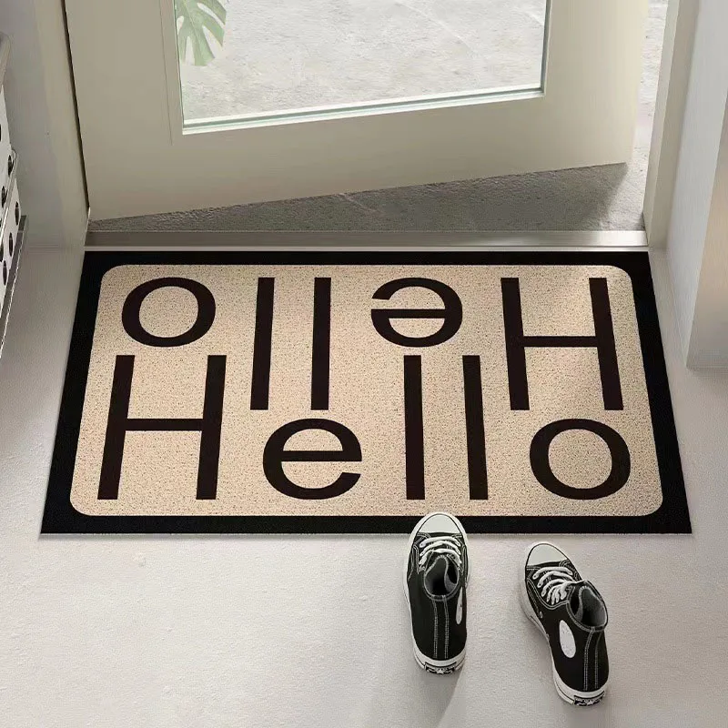 Elegant Letter Entrance Doormat Anti-slip PVC Floor Mat Simple Style Entry Porch Hallway Entryway Home Decor Dust Removal Carpet