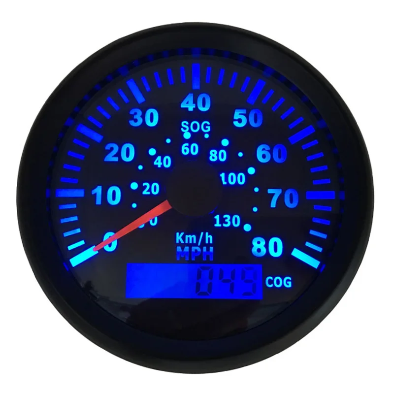 85mm Marine Waterproof GPS Speed Mileometers 0-80MPH Lcd Speedometers 0-130Km/H Auto Speed Gauges with Blue Backlight 9-32v