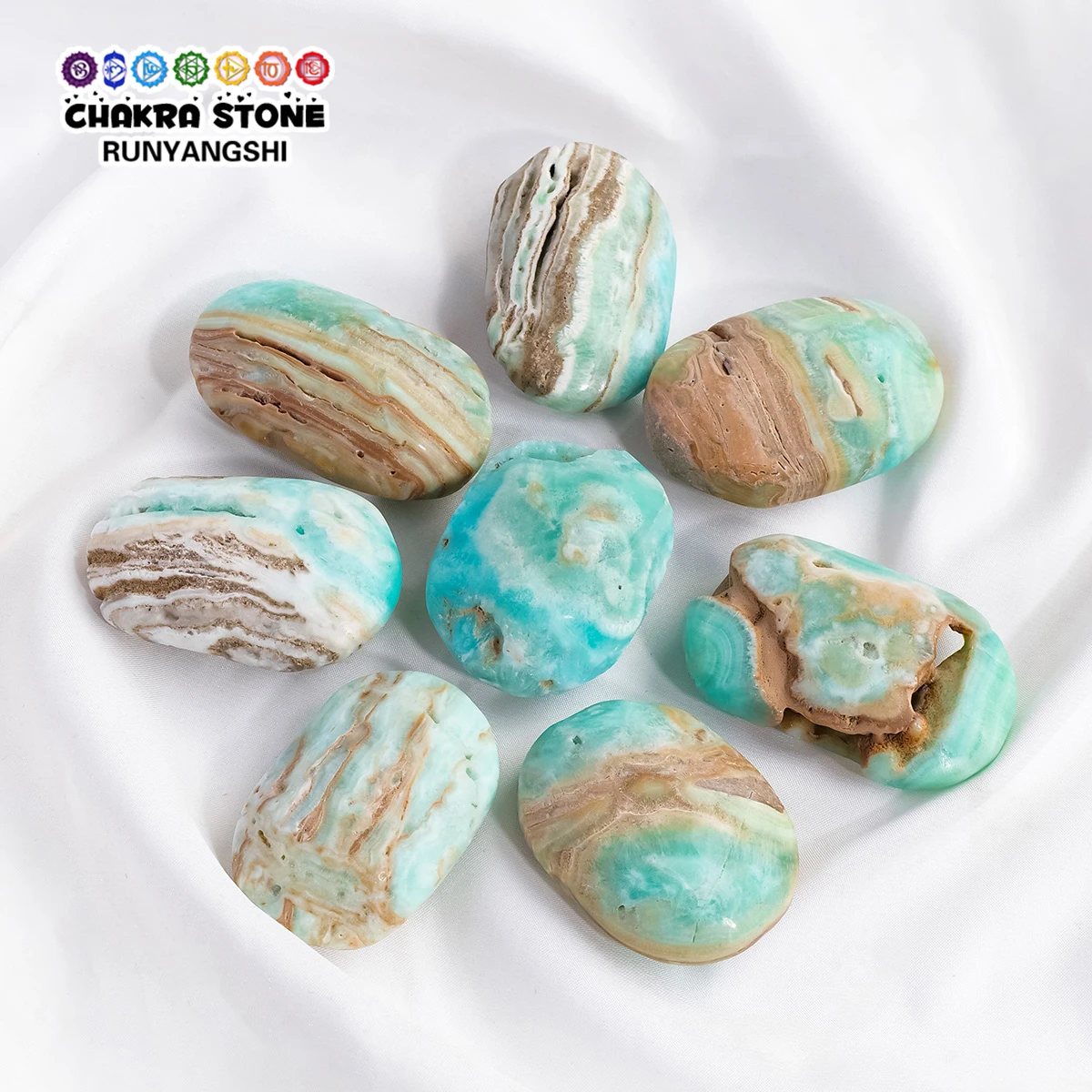 1PC Natural Caribbean Calcite Palm Stones Polished Oval Worry Stones for Meditation Chakra Balancing Crystal Collection