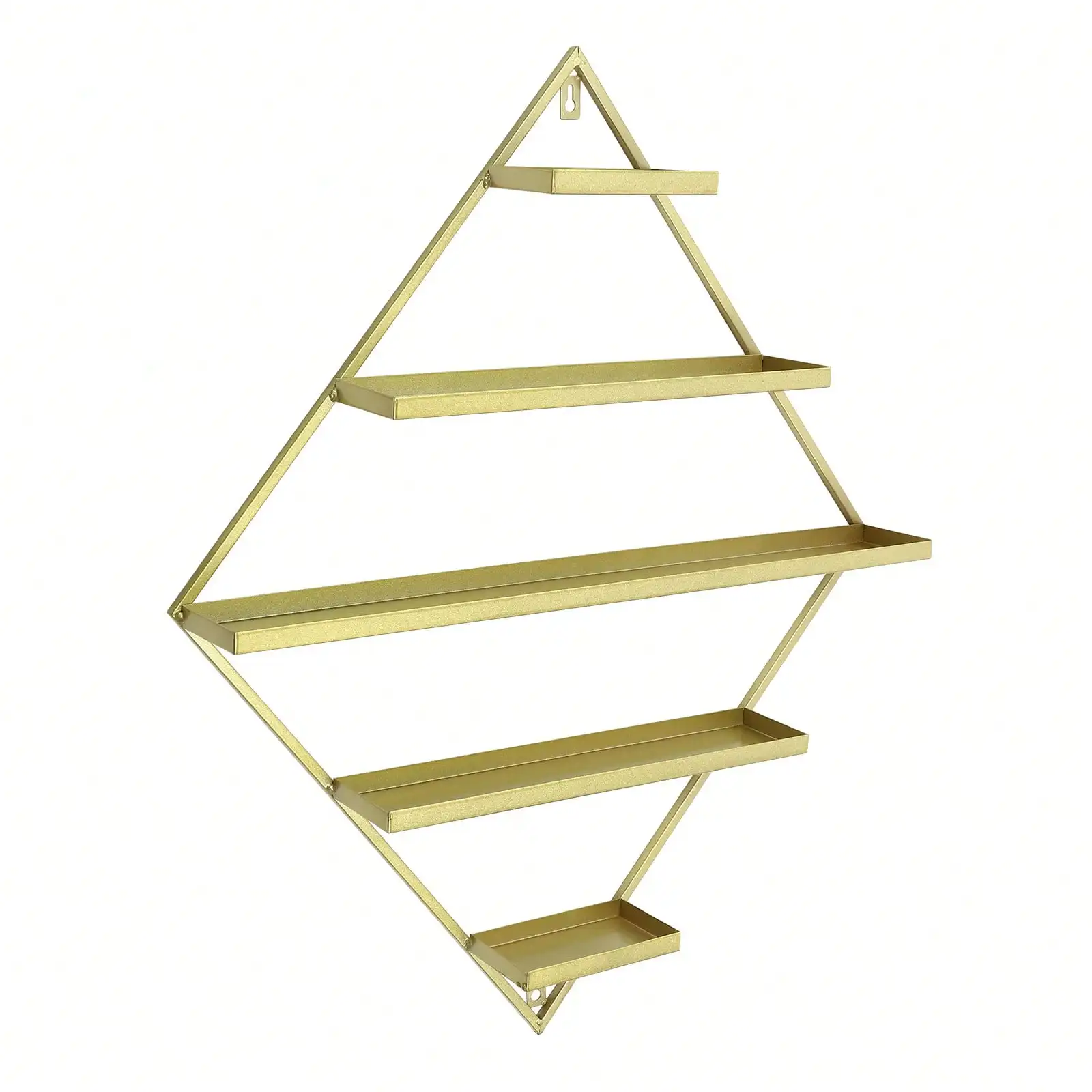 Organizador de esmalte em losango de 5 camadas, rack de esmalte de metal montado na parede, 2 racks de losango + 2 barras horizontais