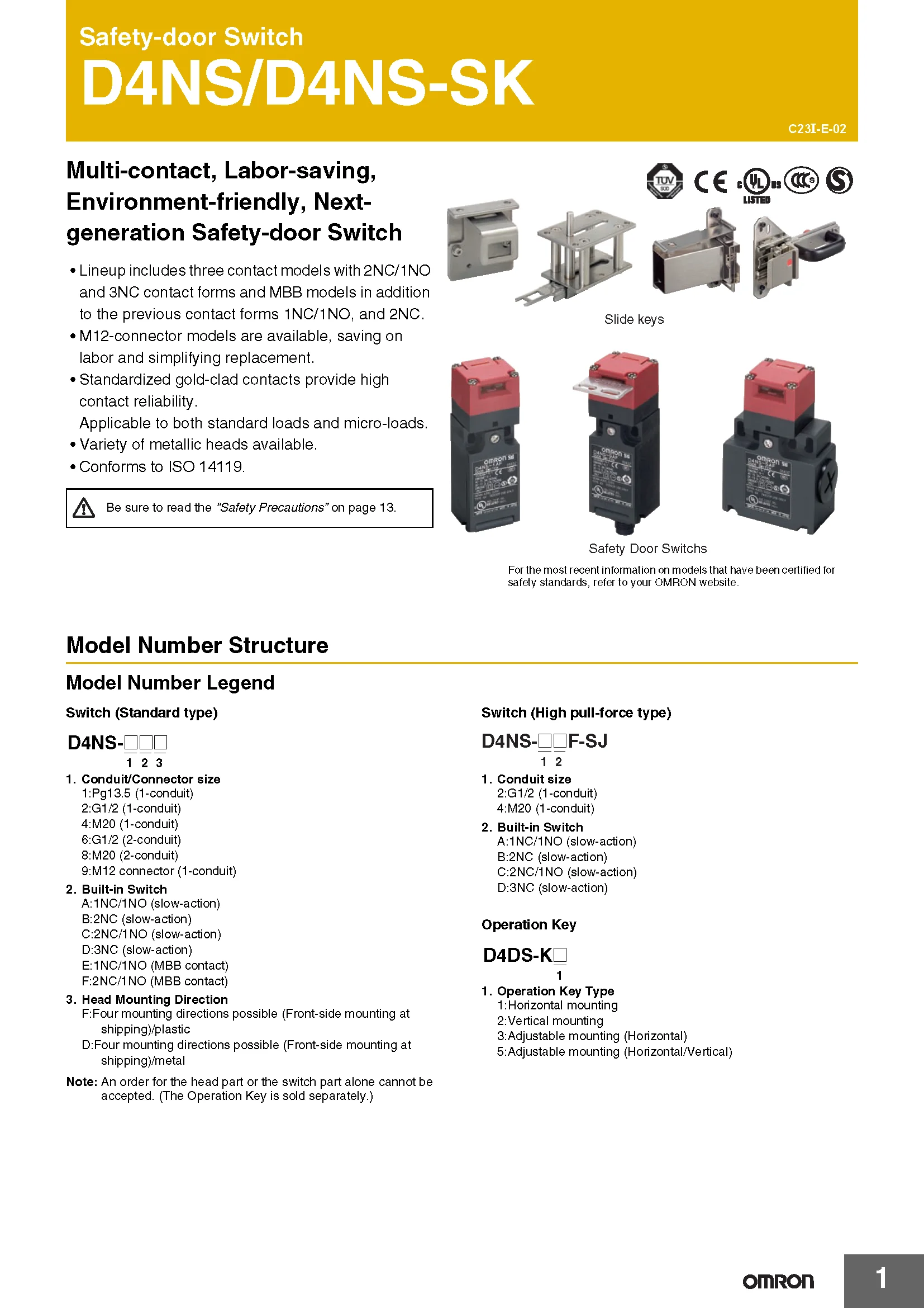 OMRON Authentic Original Safety-door Switch D4NS Series D4NS-1AF 2AF 4AF 2BF 1 2CF 4DF 2 1EF 4FF for Industrial Use